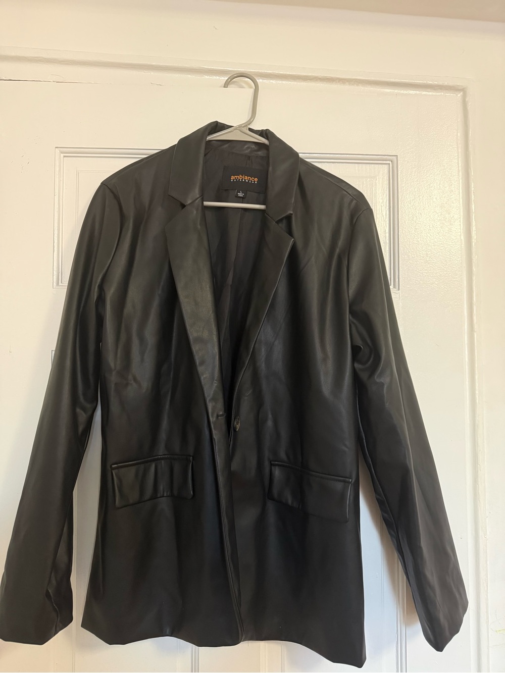 Ambiance Black Faux Leather Blazer